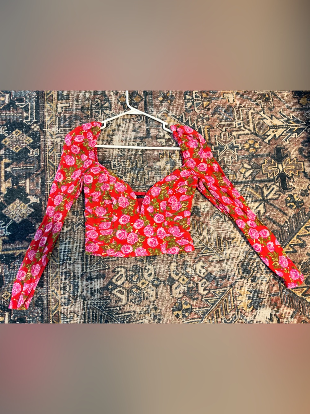 Zara Pink and Red Floral Hair Scarf